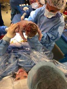 Emily Dial delivers her own child. Photo provided by Emily Dial.