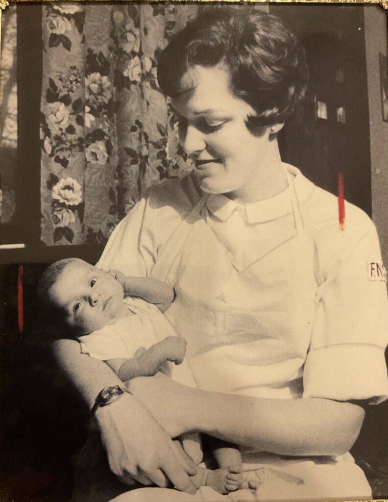Connie and her first baby "David" born in 1972.